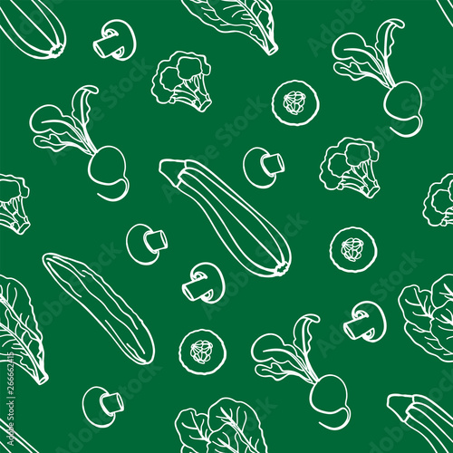 PALEO GREEN Healthy Food Low Carb Diet Proper Nutrition Seamless Pattern Vector Illustration Set for Print Fabric and Digital Paper