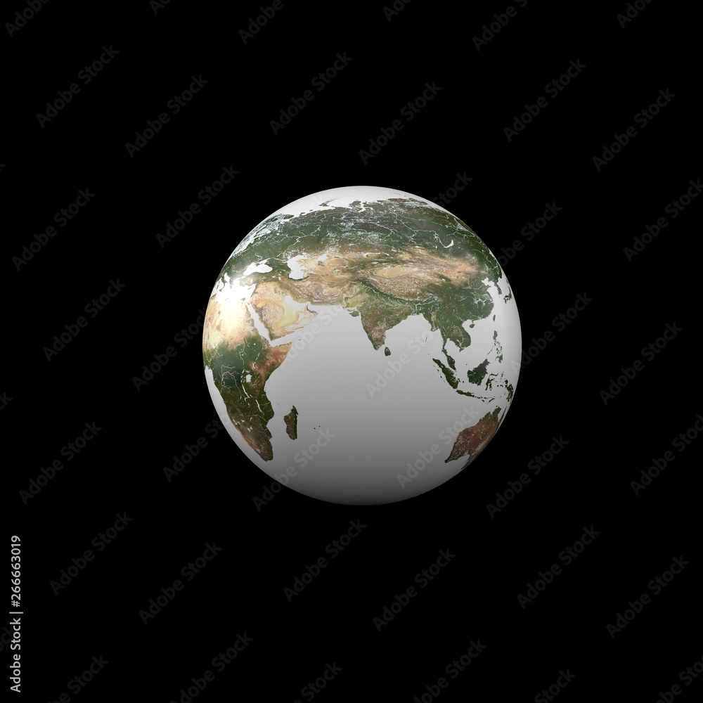 Planet Earth with wire frame isolated on black background. Elements of this image furnished by NASA. 3D Render.