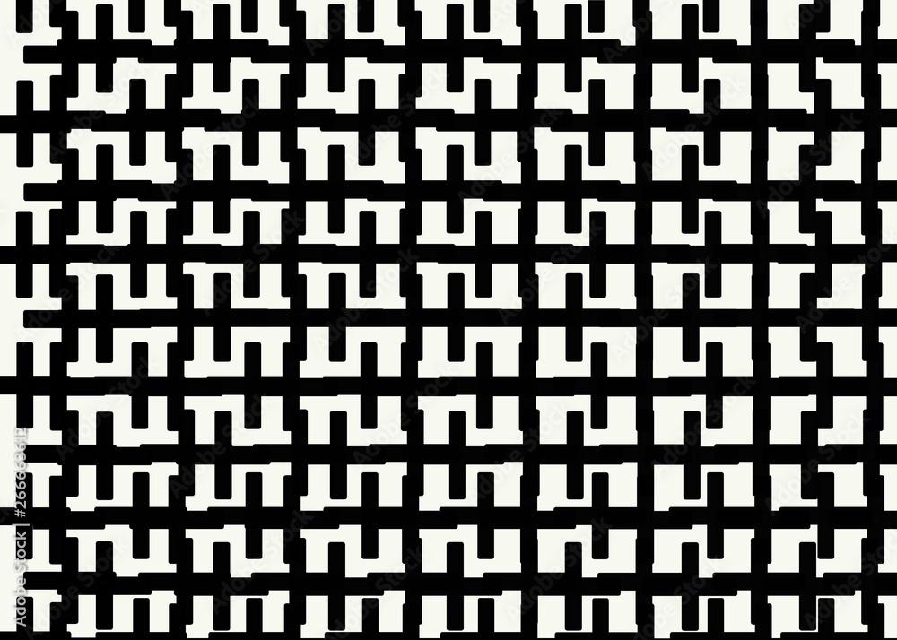 Fototapeta premium Hand drawn, Abstract monochrome background created with zipper lines on white background, Bricks cladding floor pattern