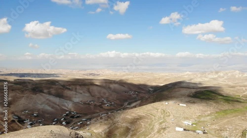 Houses Close to the desert Aerial view Drone shot of Houses Close to the desert in Israel city of Maale adumim photo