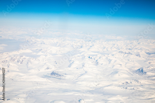 aerial of frozen glacier in Alaska, USA