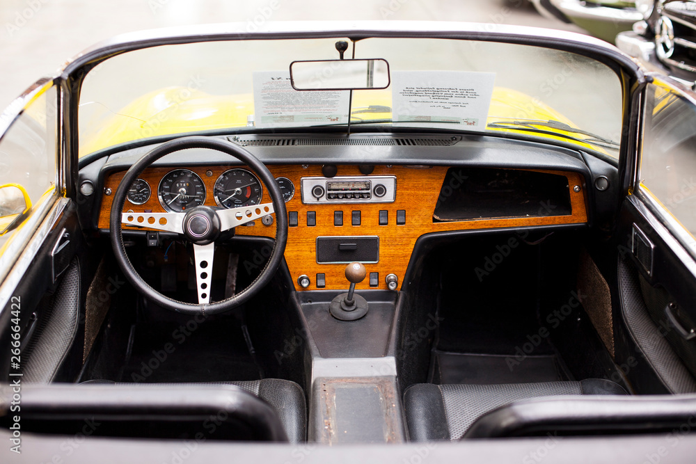 Interior of the classic retro vehicle  antique car