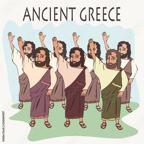 cartoon ancient greek hand vote