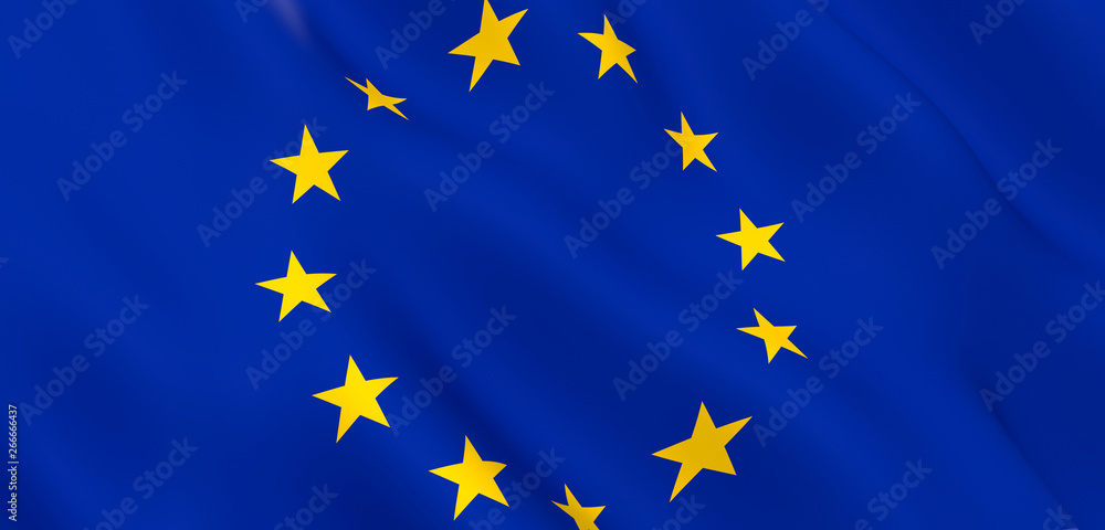 National Fabric Wave Closeup Flag of European Union waving in the wind. 3D illustration of the EU flag waving National Fabric Wave Closeup Flag of European Union waving in the wind. 3D illustration of the EU flag waving