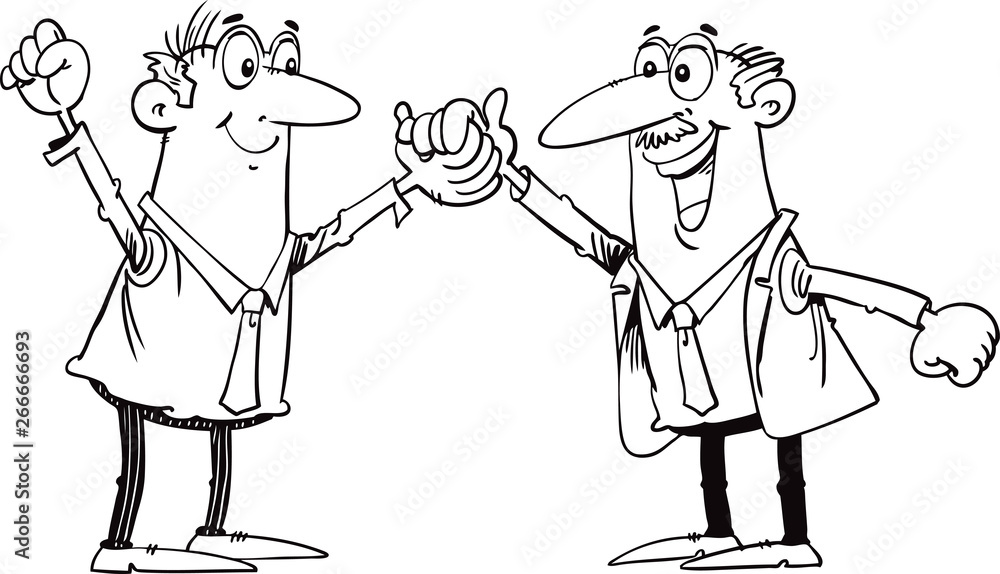 Business partners. Handshake of two businessmen . Vector illustration of a flat design