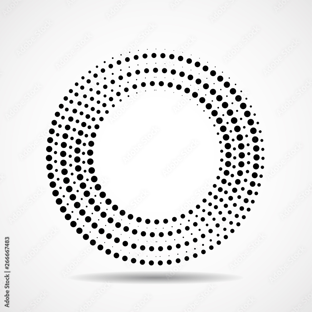 Abstract dotted circles. Dots in circular form. Halftone effect