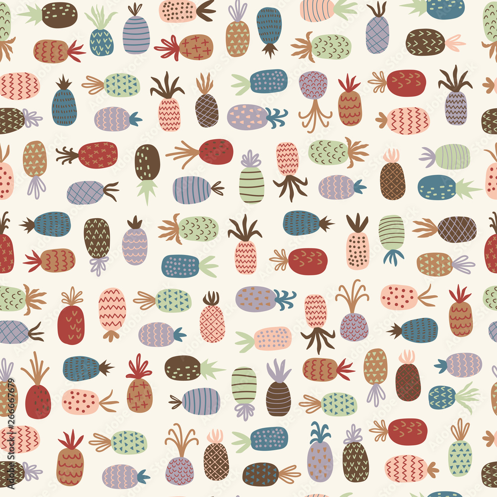 Childish seamless pattern with pineapples