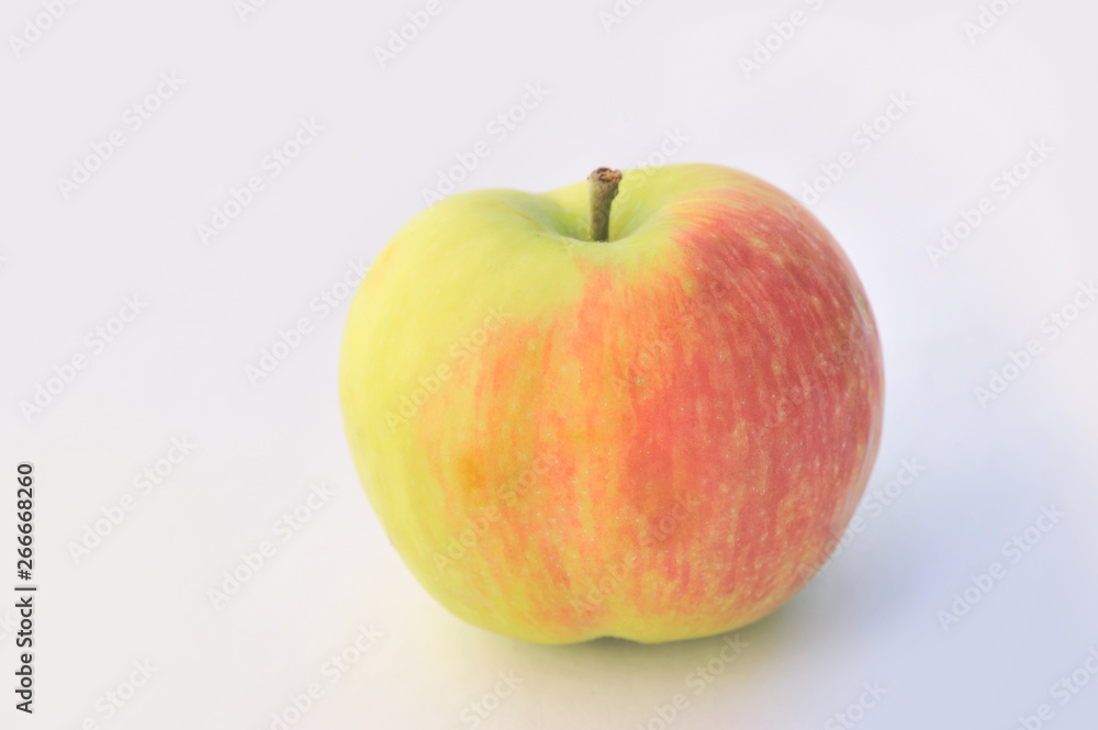 Ripe red apple on gray isolated background