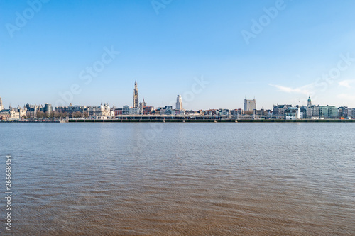 Cityscape of Antwerp as seen from Linkeroever  Antwerpen  Belgium