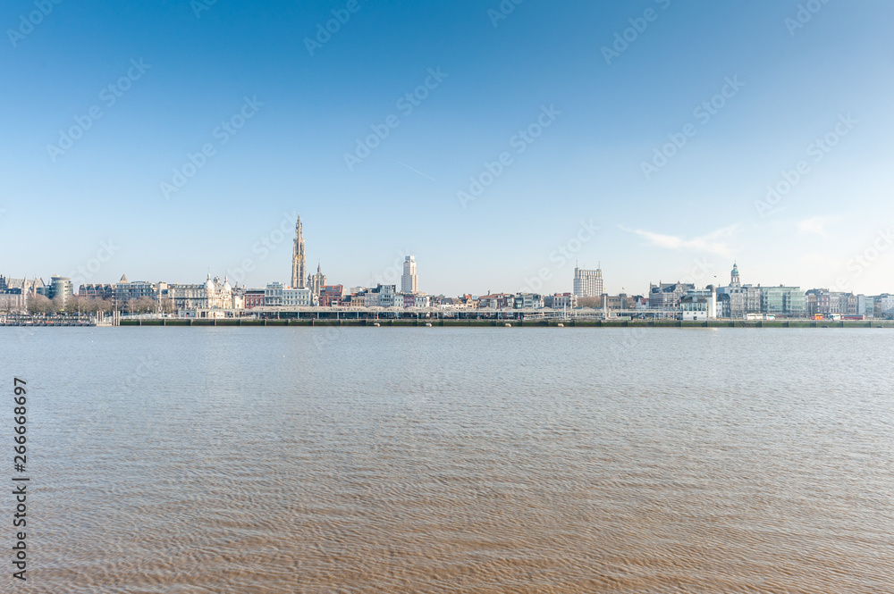 Cityscape of Antwerp as seen from Linkeroever, Antwerpen, Belgium Cityscape of Antwerp as seen from Linkeroever, Antwerpen, Belgium