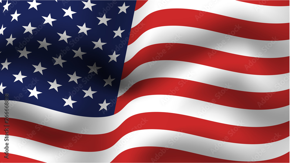 Fototapeta premium Blue and red USA flag. Happy flag day, Independence Day, American Memorial Day.