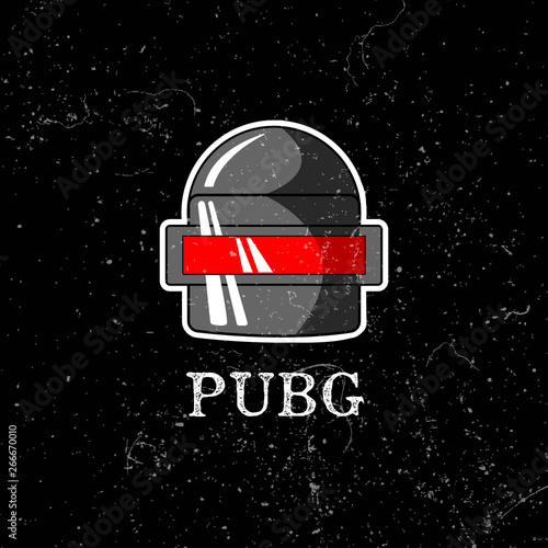 PUBG - PlayerUnknowns Battlegrounds Game. Vector helmet from Playerunknown's Battleground. Cartoon illustration