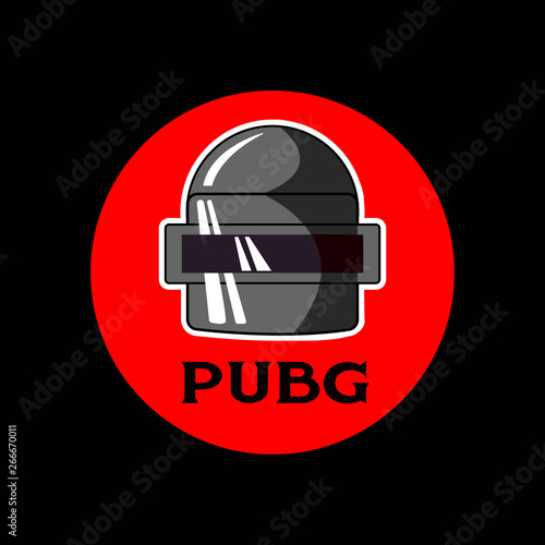 PUBG - PlayerUnknowns Battlegrounds Game. Vector helmet from Playerunknown's Battleground. Cartoon illustration