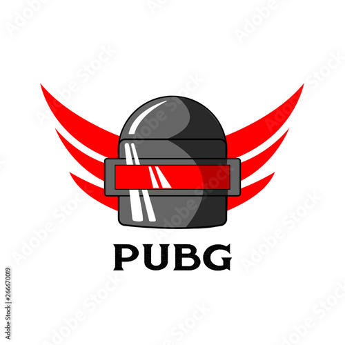 PUBG - PlayerUnknowns Battlegrounds Game. Vector helmet from Playerunknown's Battleground. Cartoon illustration