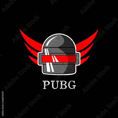 PUBG - PlayerUnknowns Battlegrounds Game. Vector helmet from Playerunknown's Battleground. Cartoon illustration