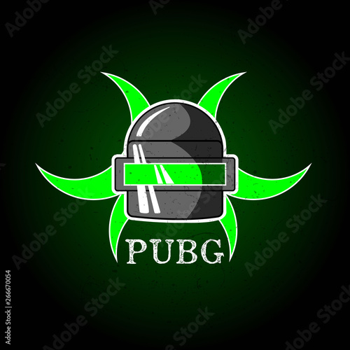 PUBG - PlayerUnknowns Battlegrounds Game. Vector helmet from Playerunknown's Battleground. Cartoon illustration