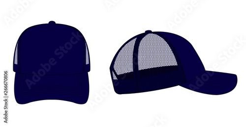 trucker cap / mesh cap template illustration (navy blue)