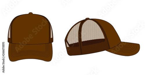 trucker cap / mesh cap template illustration (brown)