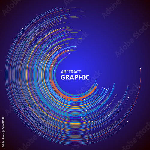 Abstract circle graphic composed of colorful circle lines, vector illustration.