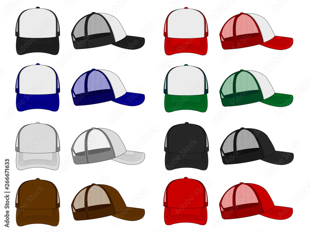 trucker cap / mesh cap template illustration set trucker cap / mesh cap template illustration set