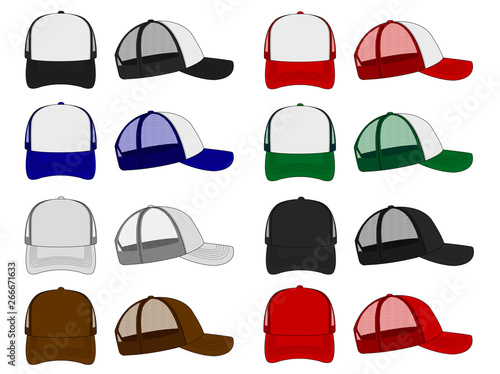 trucker cap / mesh cap template illustration set