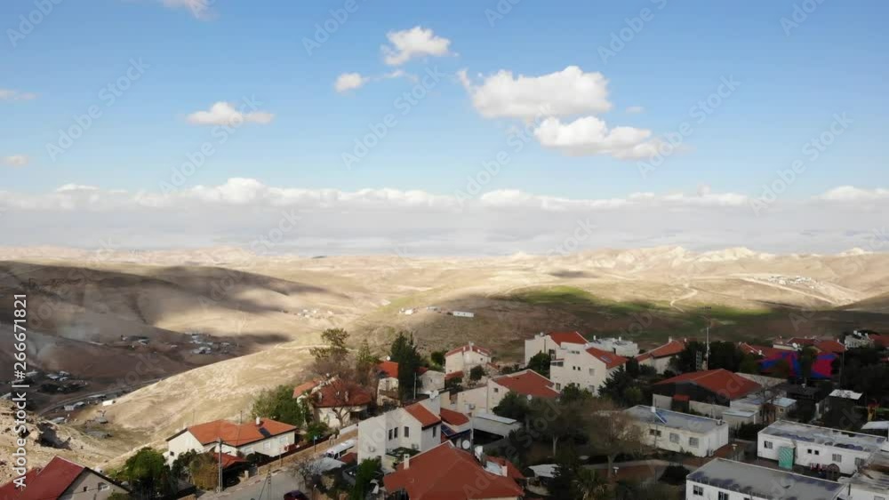 Houses Close to the desert Aerial view Drone shot of Houses Close to the desert in Israel city of Maale adumim Houses Close to the desert Aerial view Drone shot of Houses Close to the desert in Israel city of Maale adumim
