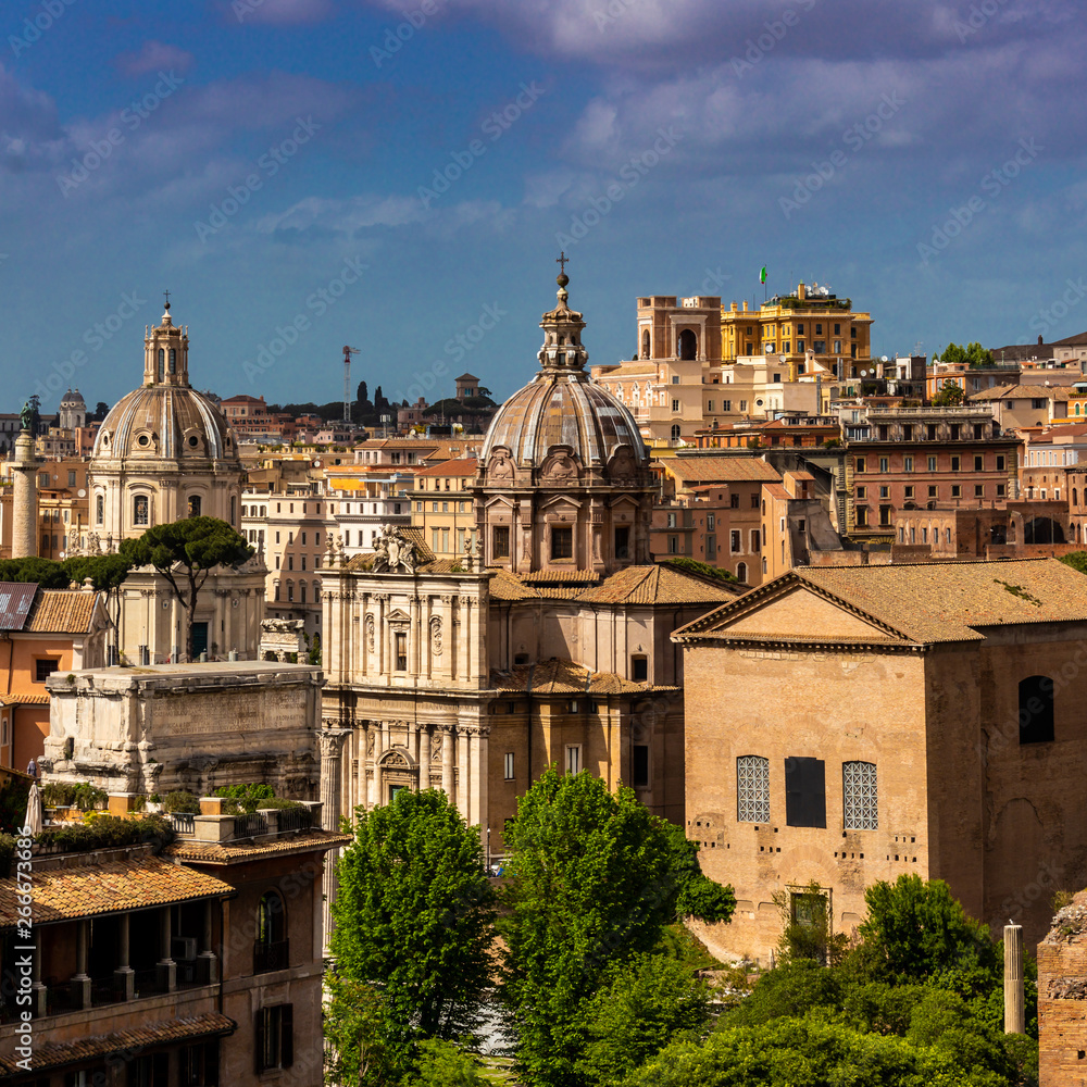 View of the old town in Rome from the Castel Sant'Angelo.