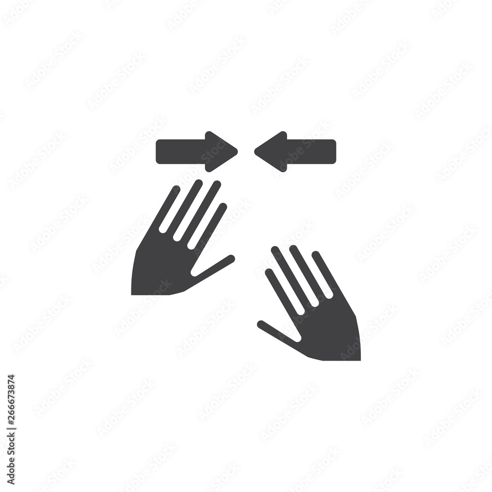 Horizontal pinch vector icon. Two hand swipe click filled flat sign for mobile concept and web design. Finger touch gesture glyph icon. Symbol, logo illustration. Pixel perfect vector graphics Horizontal pinch vector icon. Two hand swipe click filled flat sign for mobile concept and web design. Finger touch gesture glyph icon. Symbol, logo illustration. Pixel perfect vector graphics