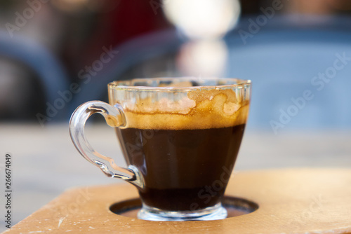 Dark espresso coffee on the table