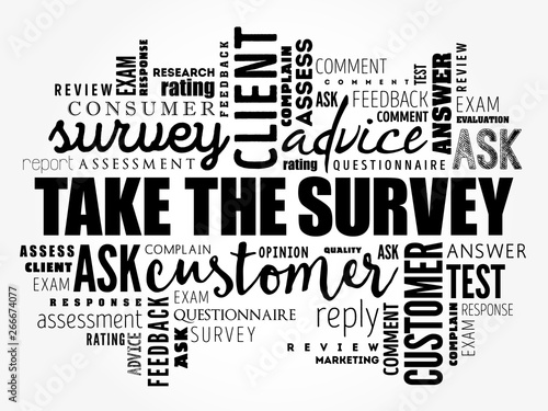 Take the Survey word cloud collage, business concept background
