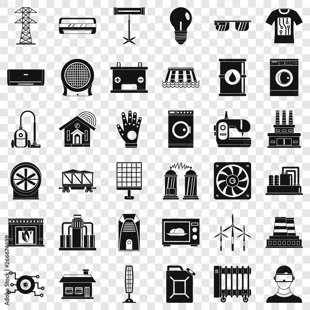 Saving energy icons set. Simple style of 36 saving energy vector icons for web for any design