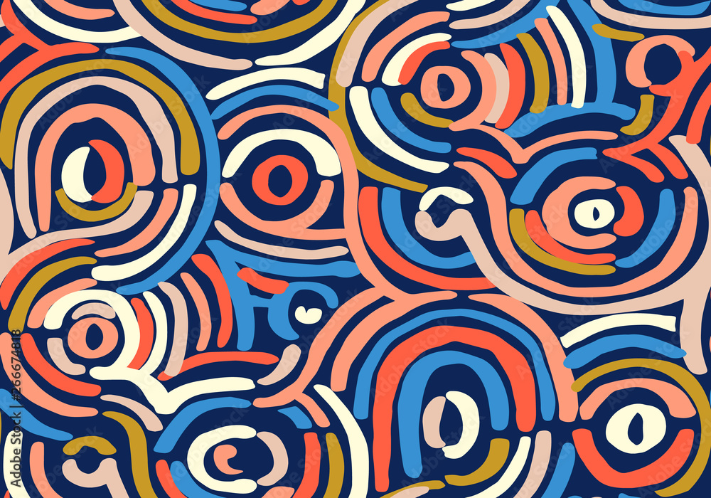 Fototapeta premium Abstract geometric pattern with wavy lines. Doodle backgrounded. stripes design. Seamless vector background.