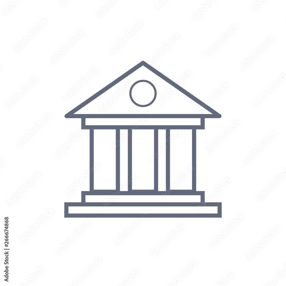 Bank building icon vector. Line icons on white background Bank building icon vector. Line icons on white background