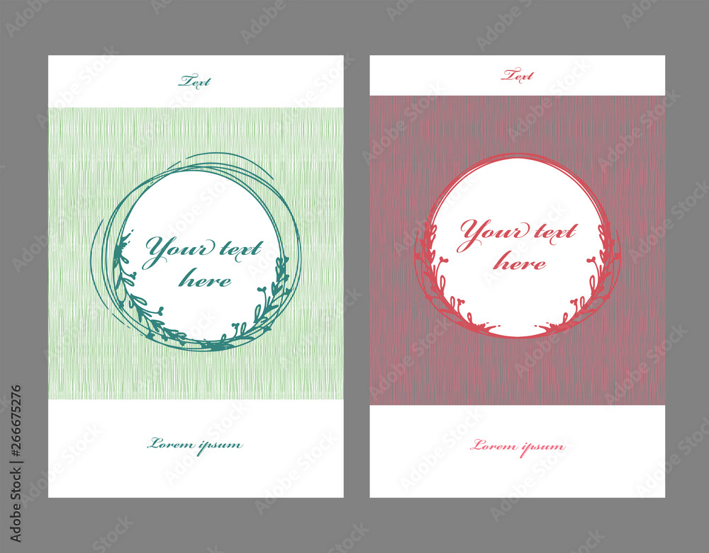 Hand-drawn striped seamless texture with text frame. set of templates for cards, invitation. color vector illustration Hand-drawn striped seamless texture with text frame. set of templates for cards, invitation. color vector illustration