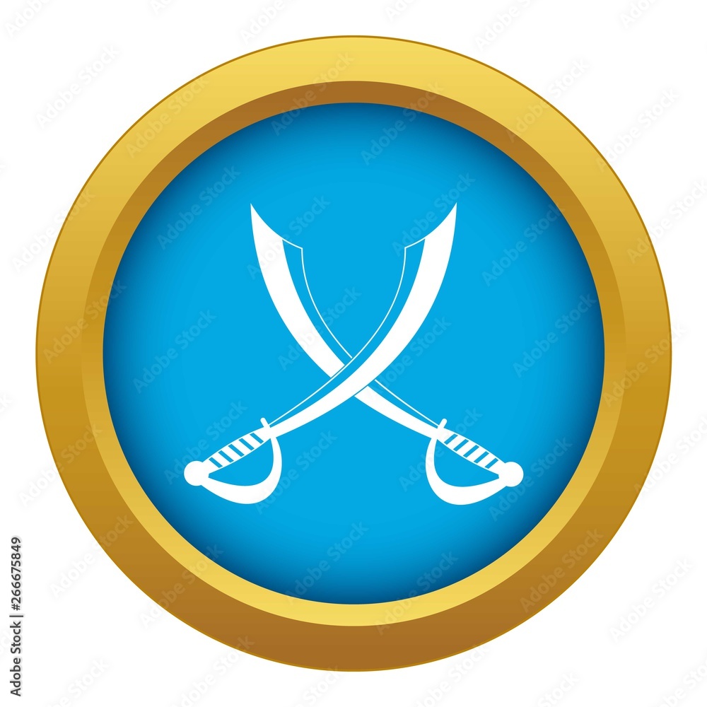 Crossed sabers icon blue vector isolated on white background for any design Crossed sabers icon blue vector isolated on white background for any design