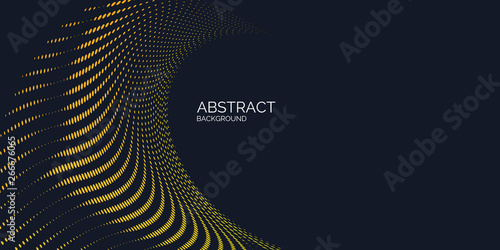 Vector abstract background with dynamic waves, line and particles.