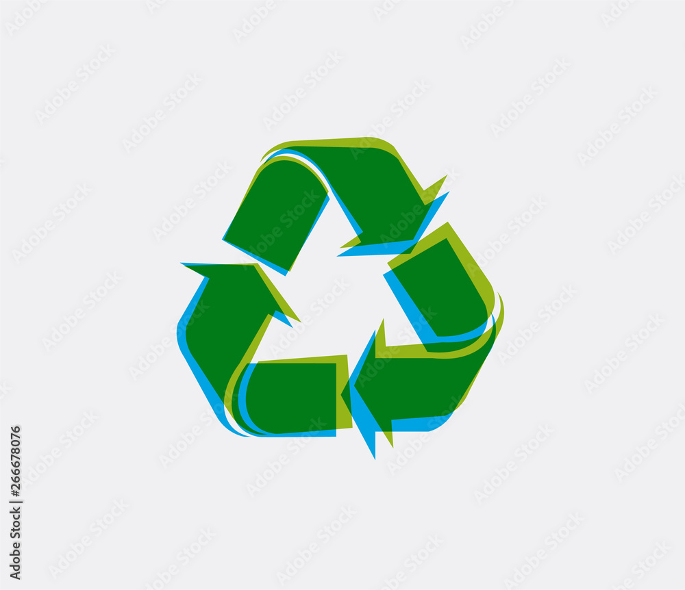 Obraz premium Green recycling sign. Ecology background for t-shirt, poster, banner, flyer. Vector illustration