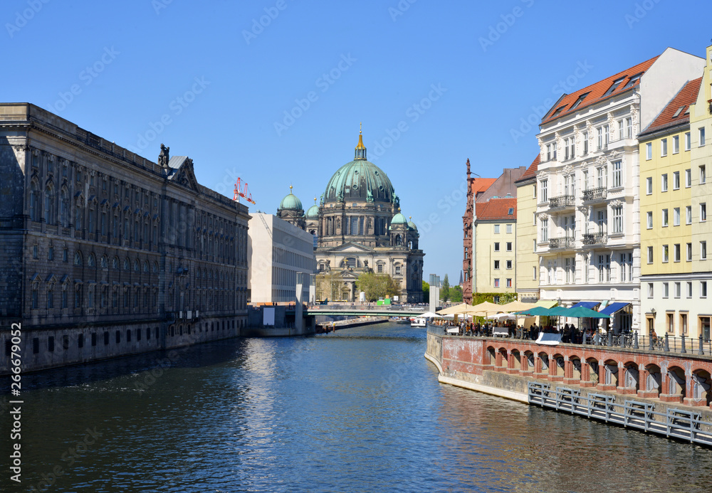 Berlin, Germany, view to the Berliner Dom cathedral over the river Spree