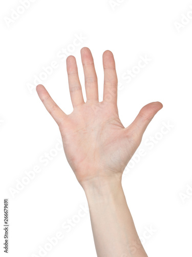 Male hand finger number isolated