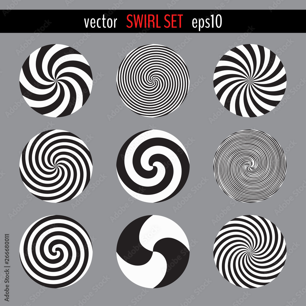 Various circular monochrome twirls Various circular monochrome twirls