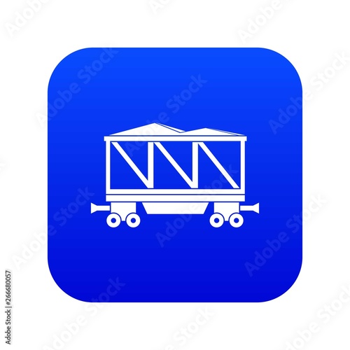 Railway wagon icon digital blue for any design isolated on white vector illustration