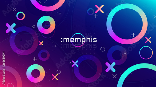 Memphis trendy background design, colorful gradient shapes wallpaper, vibrant color radial gradient