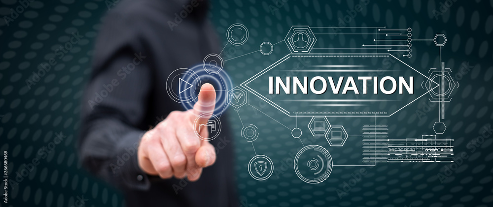 Man touching an innovation concept Man touching an innovation concept