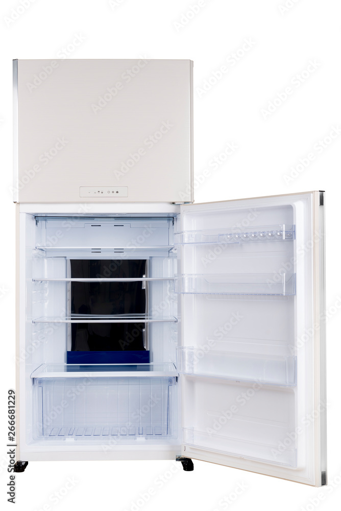 Refrigerator Isolated on White Background. Modern Kitchen and Domestic Major Appliances Refrigerator Isolated on White Background. Modern Kitchen and Domestic Major Appliances