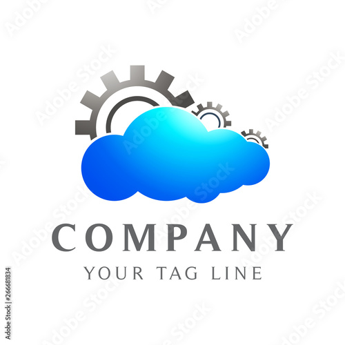 cloud logo with three circle gears above it