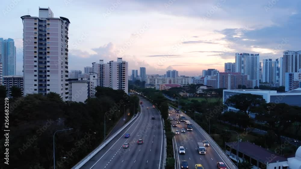 Singapore At Sunrise The City Waking Up. Singapore At Sunrise The City Waking Up.