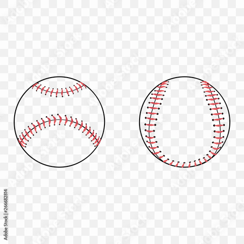 Set of silhouettes of baseball balls on transparent background. Baseball sports concept, baseball ball icon.