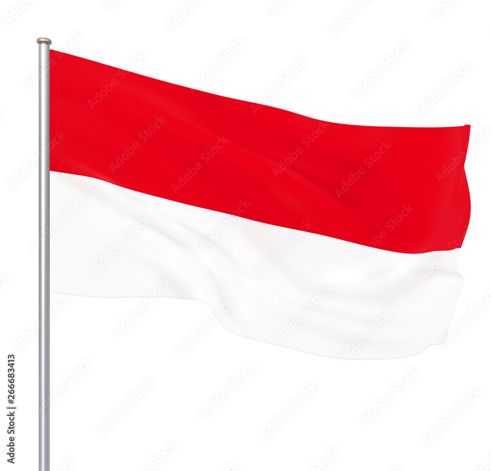 Indonesia flag blowing in the wind. Background texture. Jakarta. 3d rendering, waving flag. Isolated on white. Illustration. Indonesia flag blowing in the wind. Background texture. Jakarta. 3d rendering, waving flag. Isolated on white. Illustration.