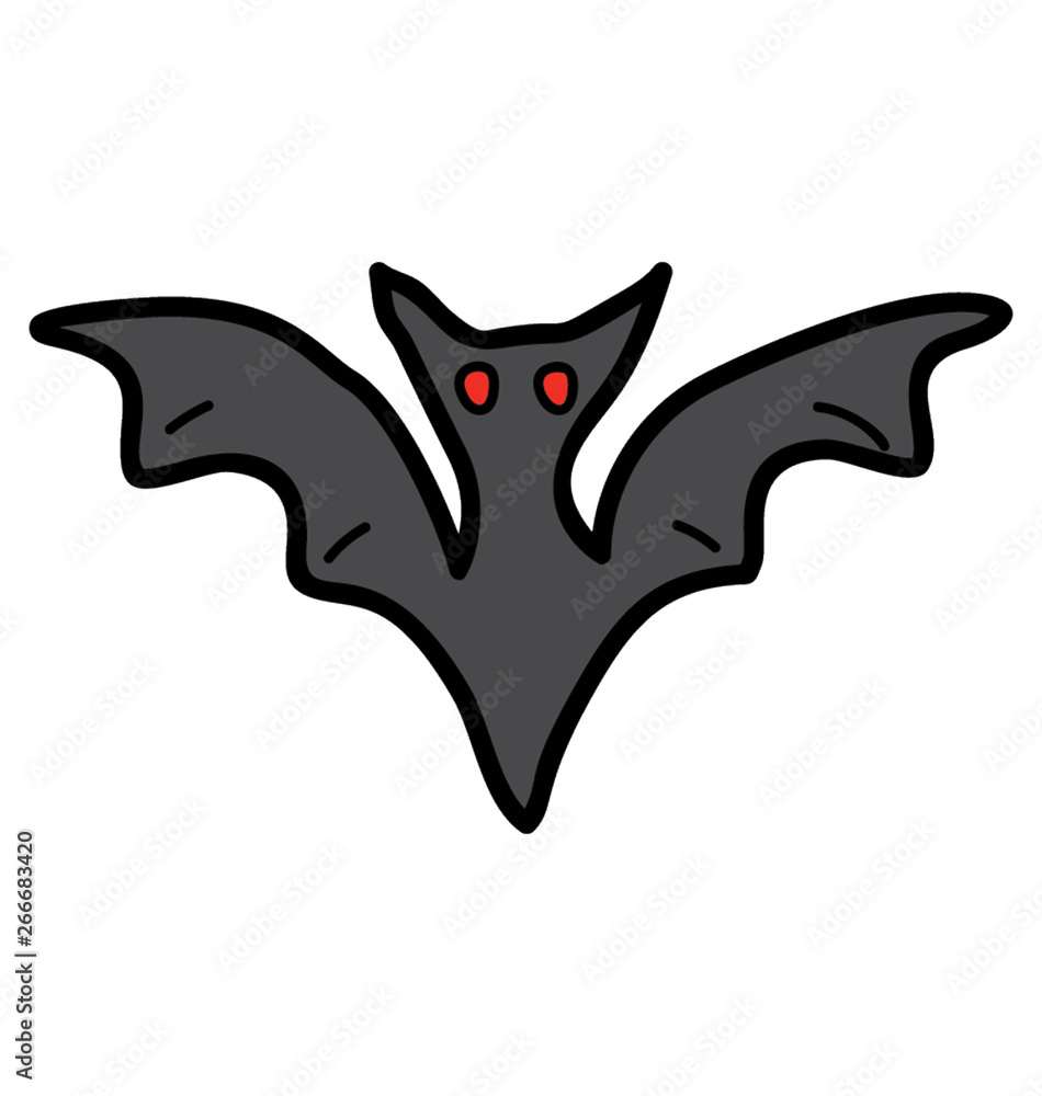 Obraz premium Bat doodle design vector icon