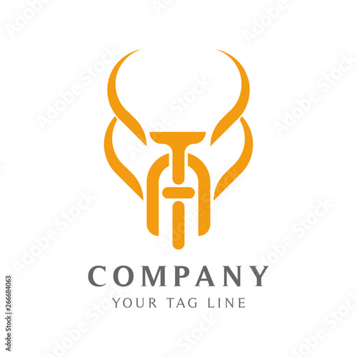 TA letter logo template with horns